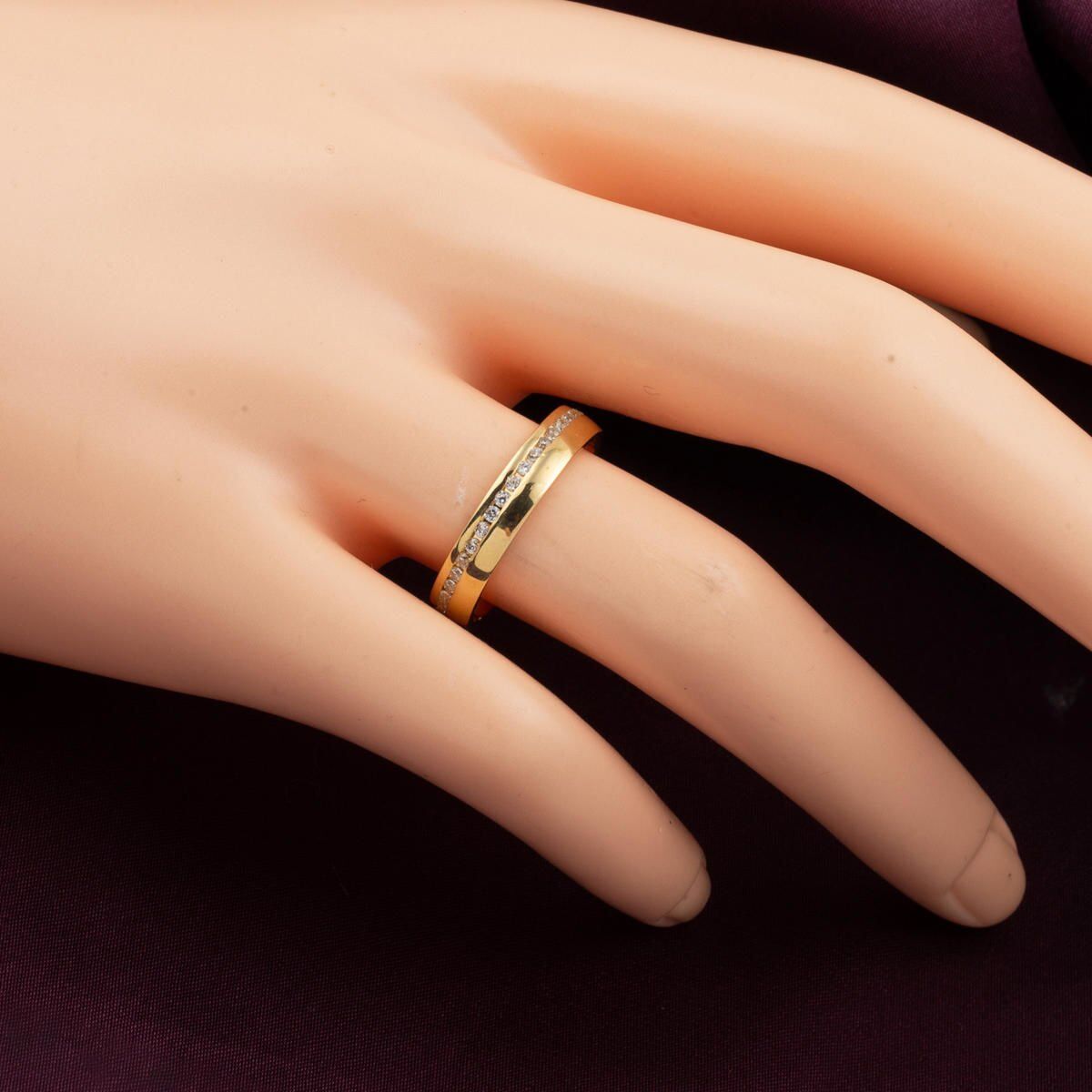 14K Yellow Gold Women's Full Eternity Cubic Zirconia Wedding Band