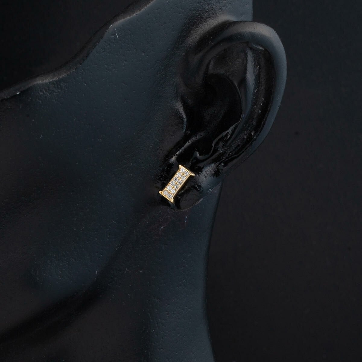 14K Yellow Gold Initial I Cubic Zirconia Clip-On Earrings
