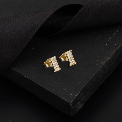 14K Yellow Gold Initial I Cubic Zirconia Clip-On Earrings