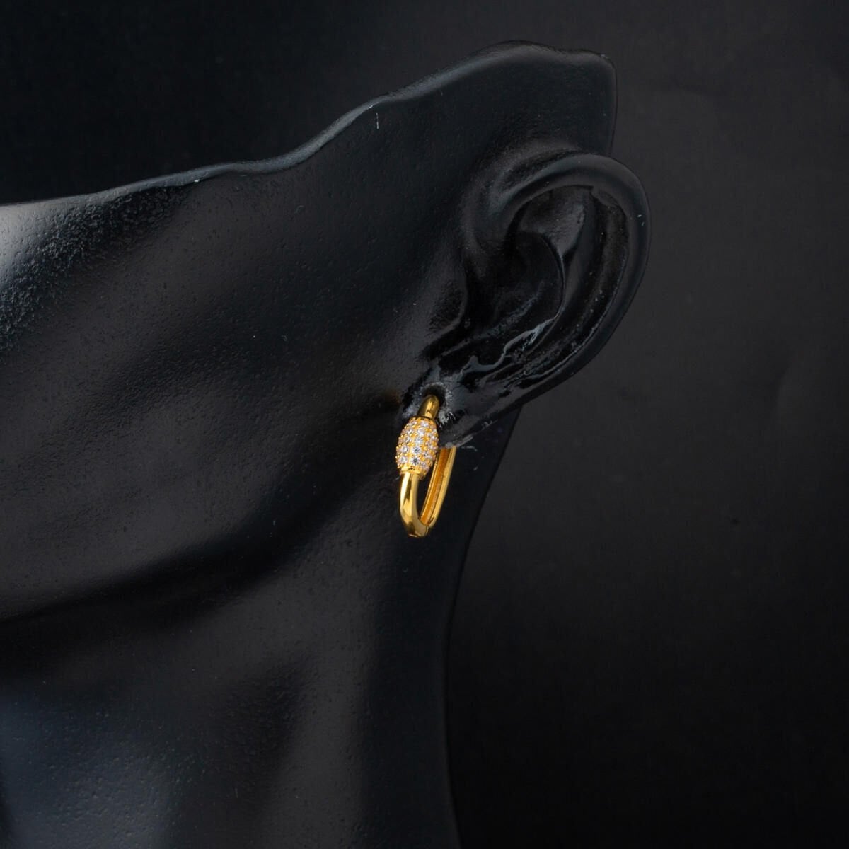14K Yellow Gold Modern Hoop Cubic Zirconia Earrings