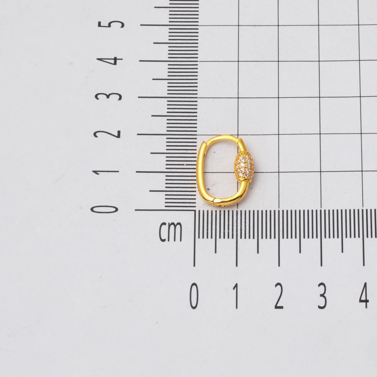 14K Yellow Gold Modern Hoop Cubic Zirconia Earrings