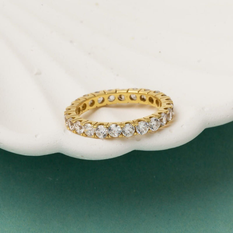 14K Yellow Gold Full Eternity Cubic Zirconia Ring