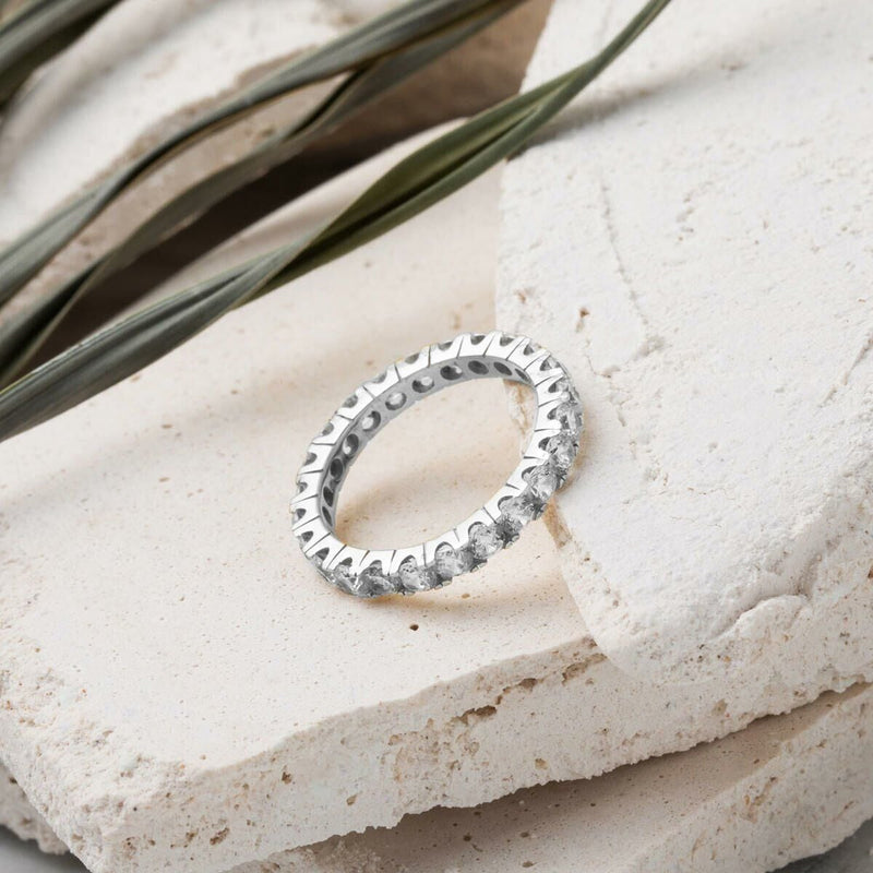14K White Gold Full Eternity Cubic Zirconia Ring
