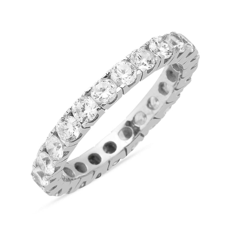 14K White Gold Full Eternity Cubic Zirconia Ring