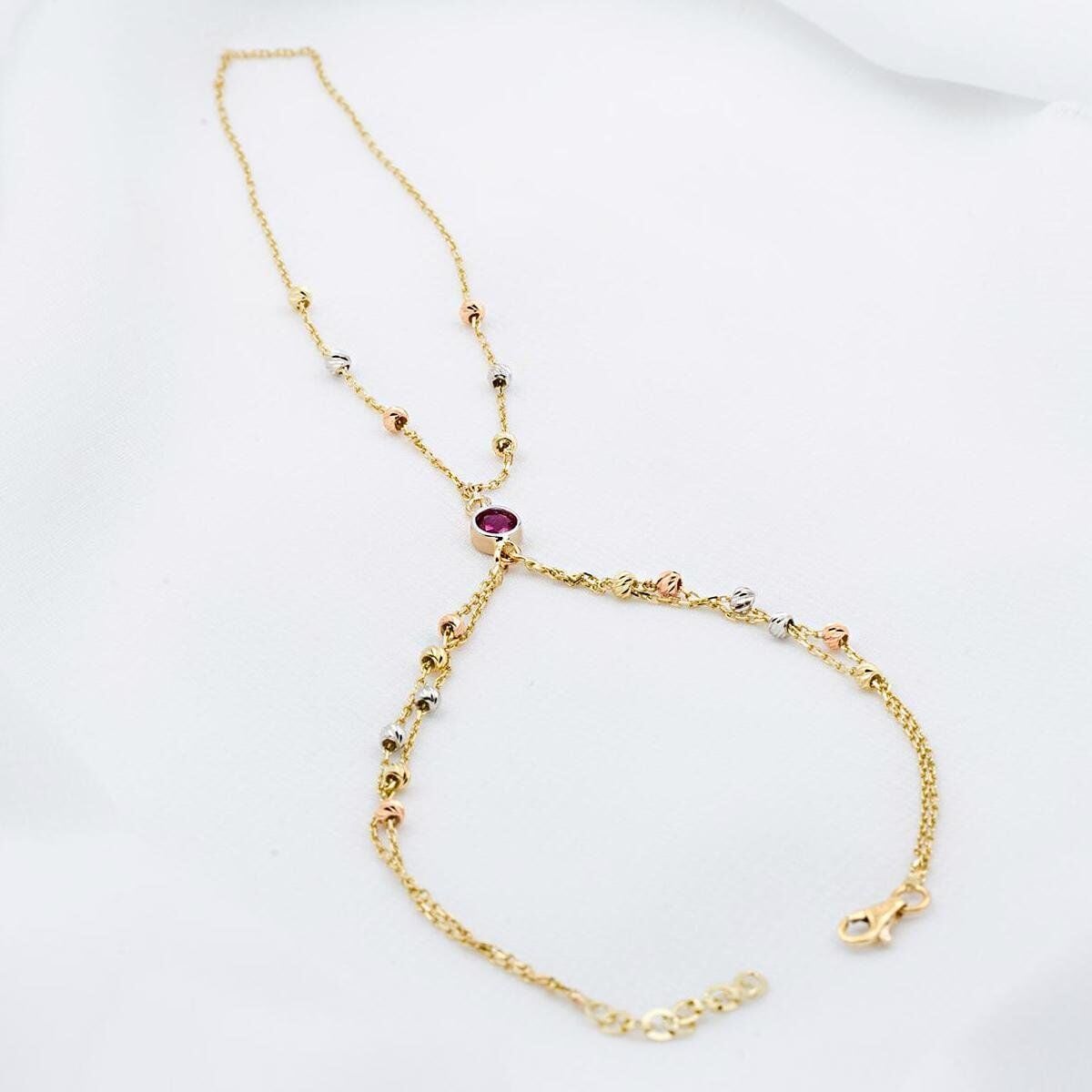 14K Yellow Gold Ball Shahmaran Cubic Zirconia Bracelet
