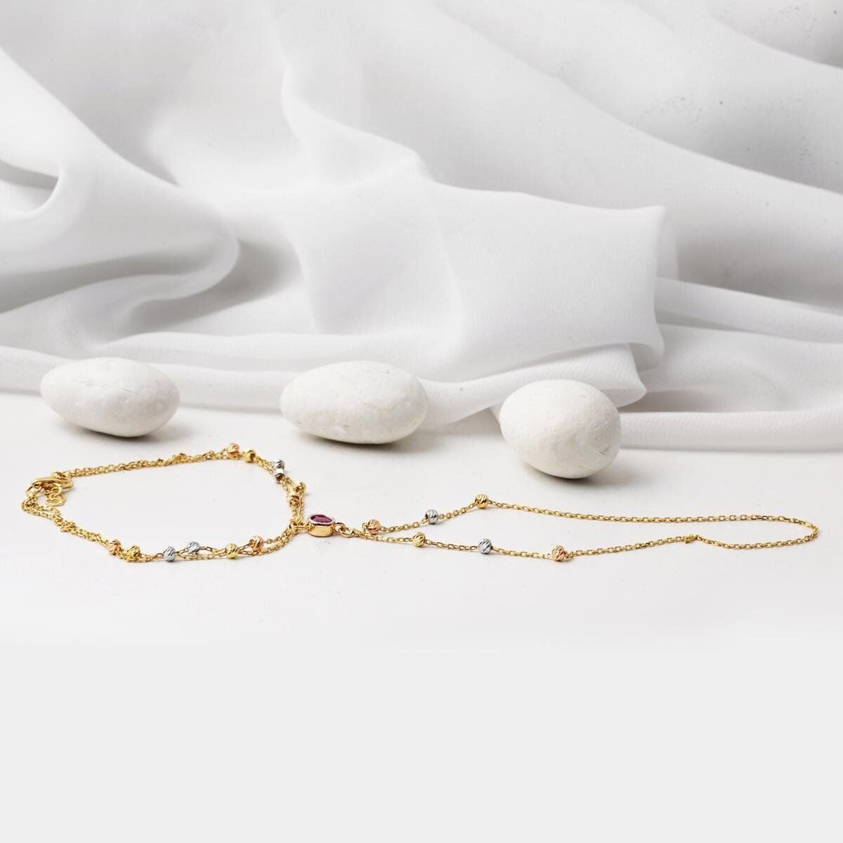 14K Yellow Gold Ball Shahmaran Cubic Zirconia Bracelet