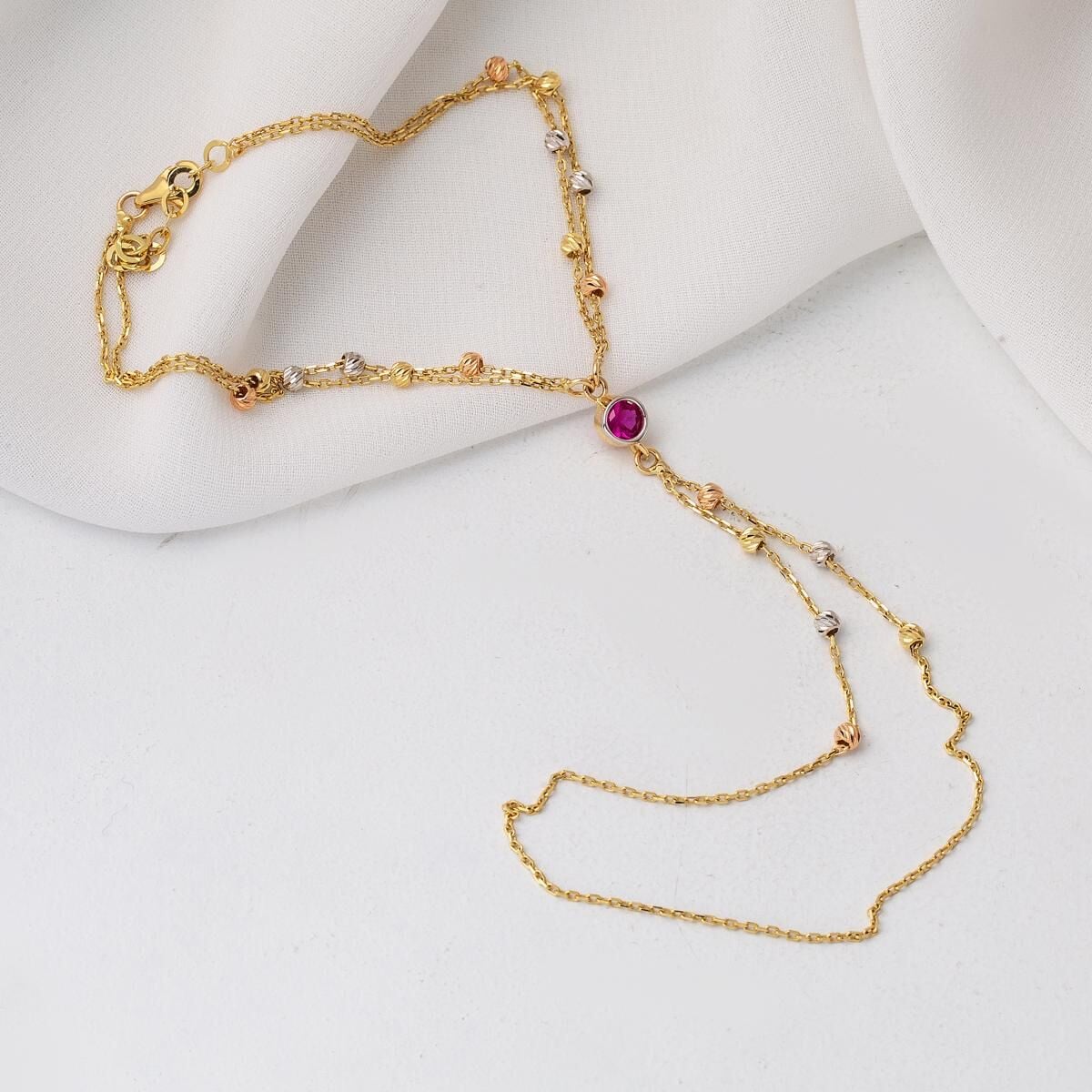 14K Yellow Gold Ball Shahmaran Cubic Zirconia Bracelet