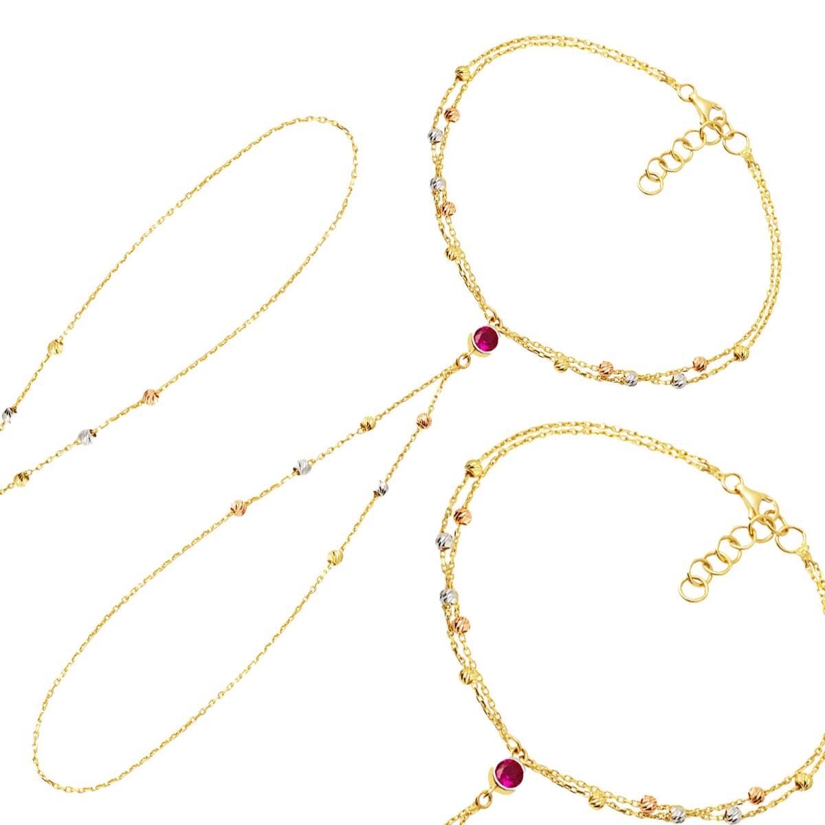 14K Yellow Gold Ball Shahmaran Cubic Zirconia Bracelet