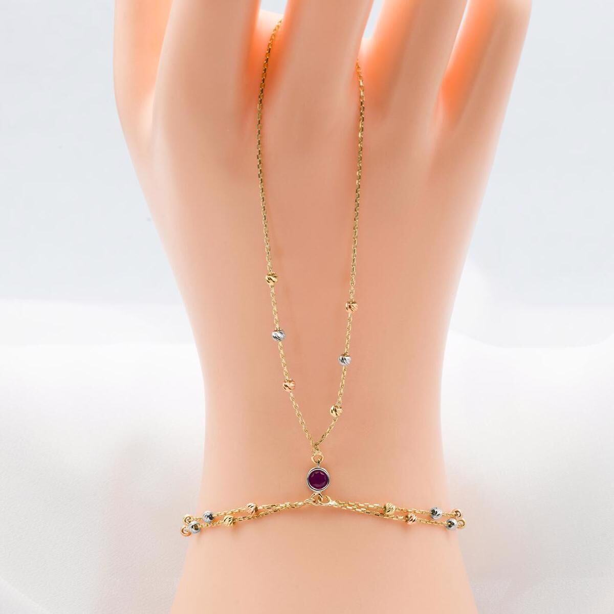 14K Yellow Gold Ball Shahmaran Cubic Zirconia Bracelet