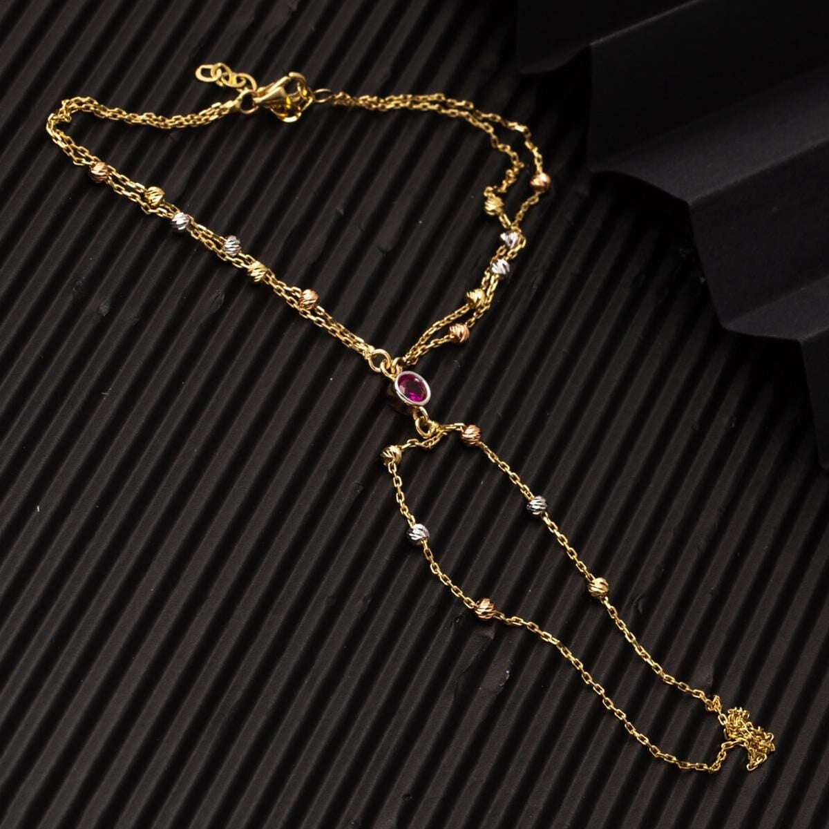 14K Yellow Gold Ball Shahmaran Cubic Zirconia Bracelet