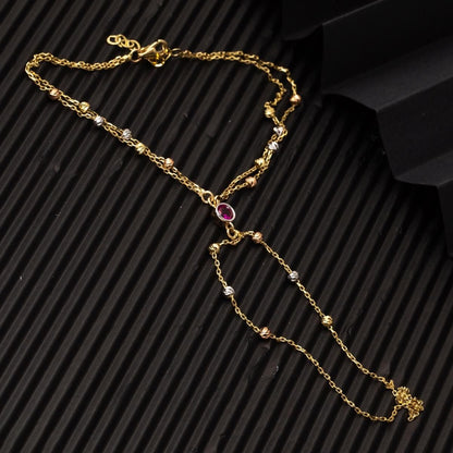 14K Yellow Gold Ball Shahmaran Cubic Zirconia Bracelet