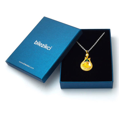 14K Yellow Gold Ottoman Tughra Cubic Zirconia Pendant