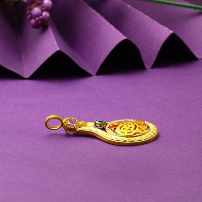 14K Yellow Gold Ottoman Tughra Cubic Zirconia Pendant
