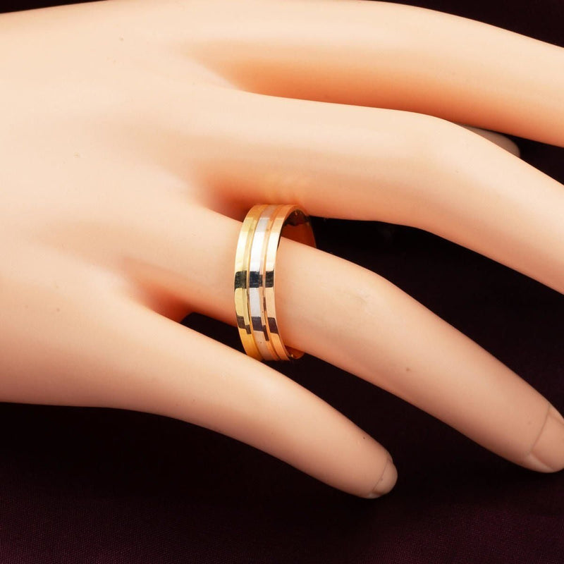 14K Yellow Gold Tri-Color Men's Wedding Band