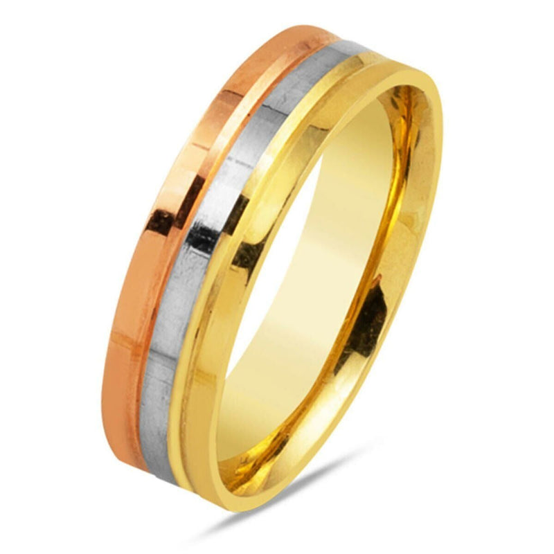 14K Yellow Gold Tri-Color Men's Wedding Band