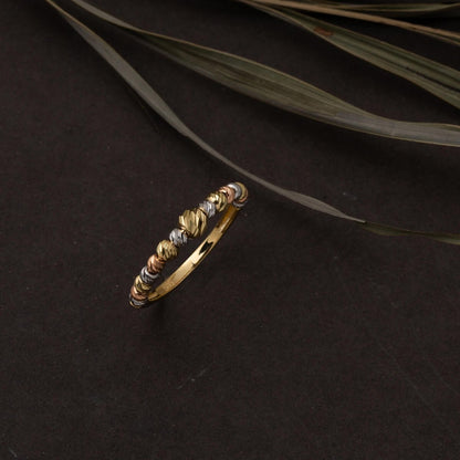 14K Yellow Gold Tri-Color Gold Bead Ring