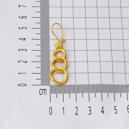 14K Yellow Gold Space Path Dangle Earrings
