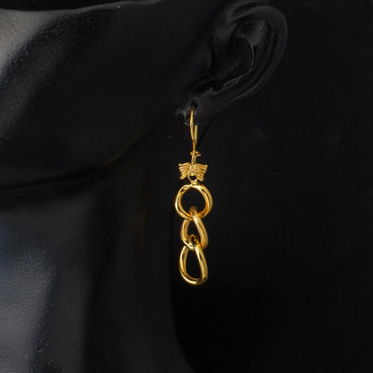 14K Yellow Gold Space Path Dangle Earrings