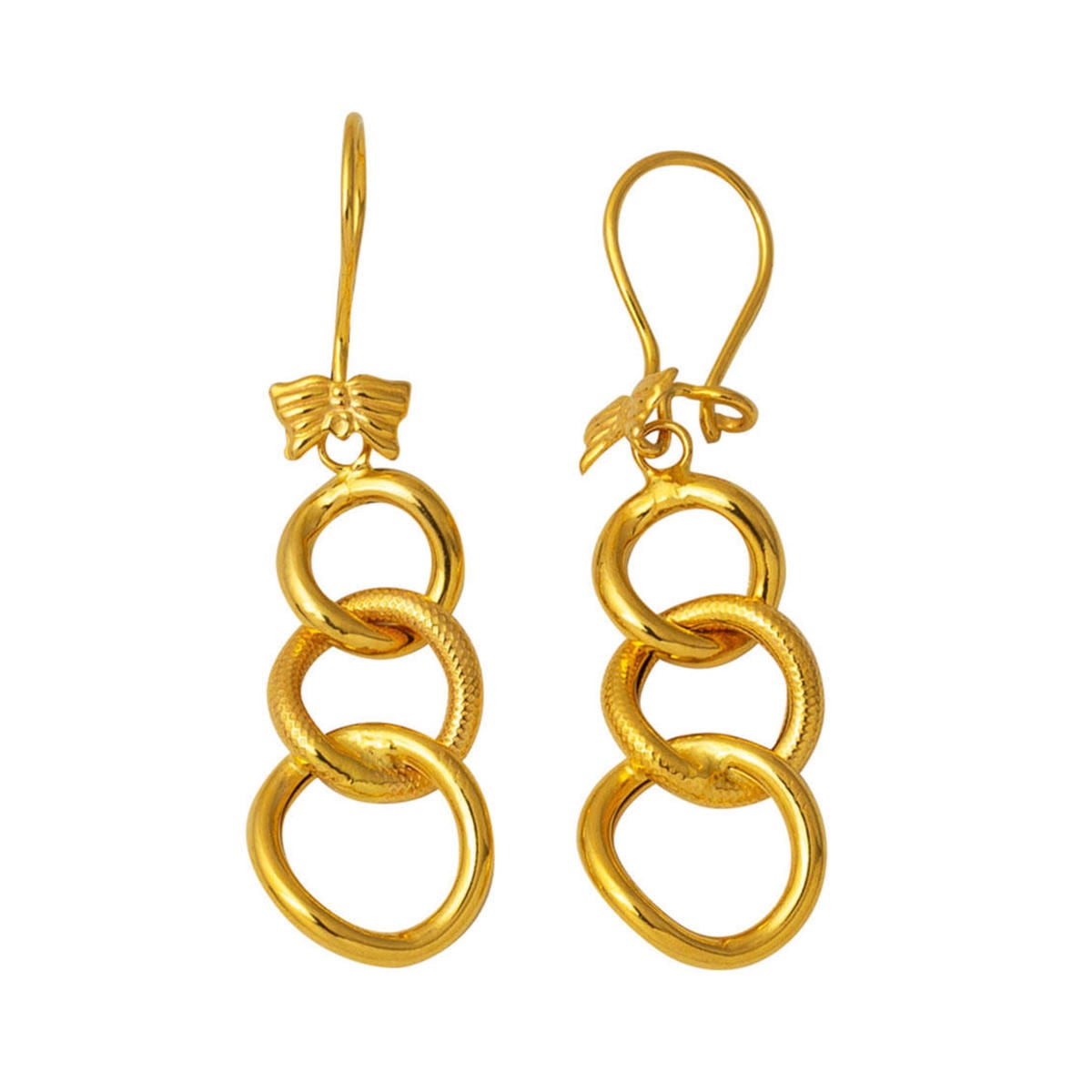 14K Yellow Gold Space Path Dangle Earrings