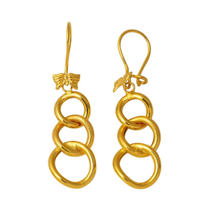 14K Yellow Gold Space Path Dangle Earrings
