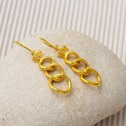 14K Yellow Gold Space Path Dangle Earrings