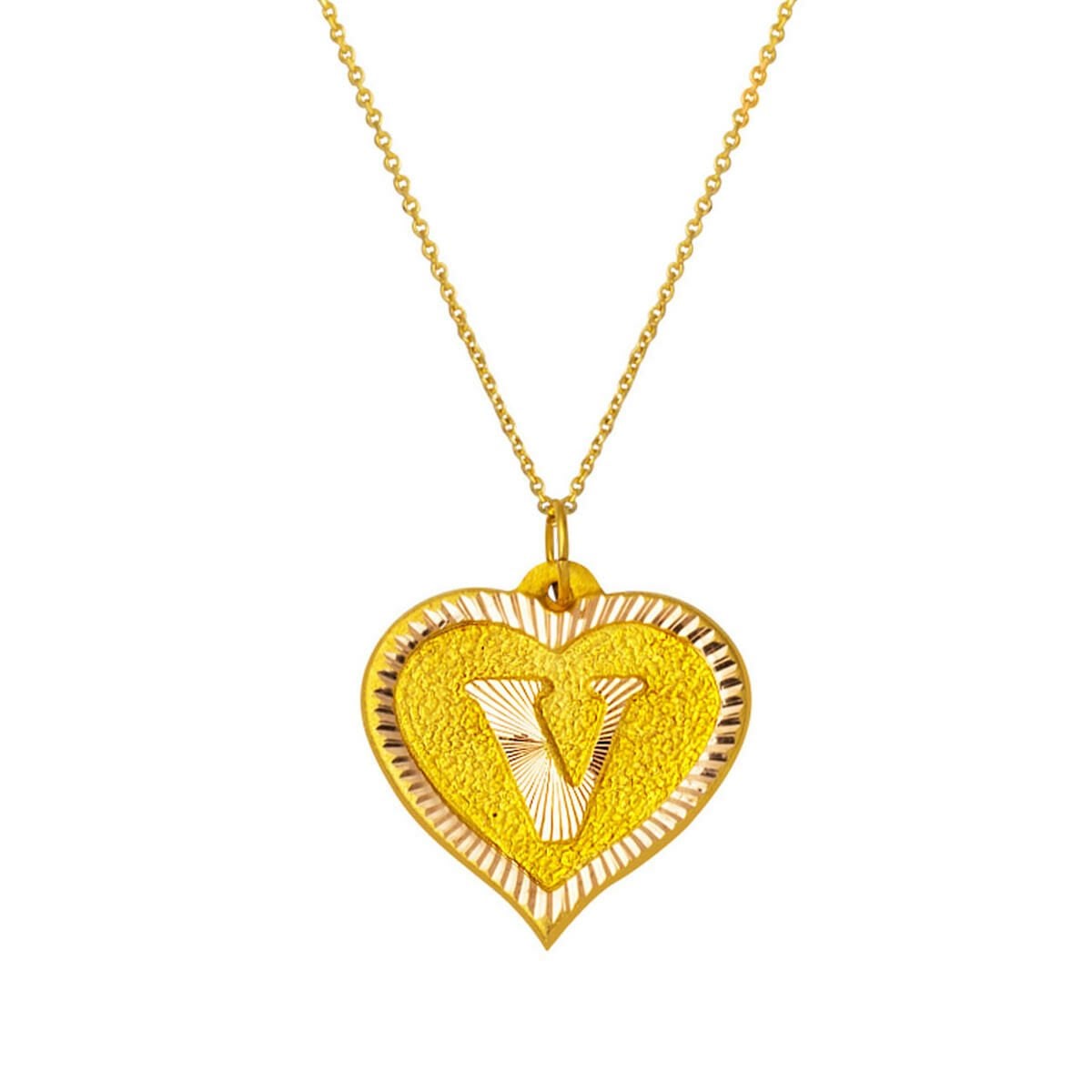 14K Yellow Gold V Initial Chain Necklace