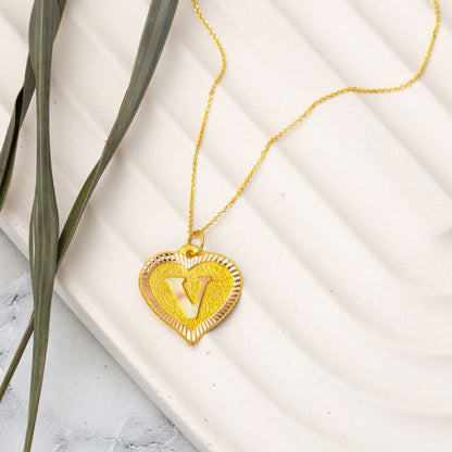 14K Yellow Gold V Initial Chain Necklace