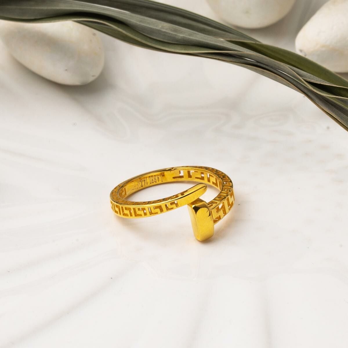 14K Yellow Gold Designer Inspired Nail Ring