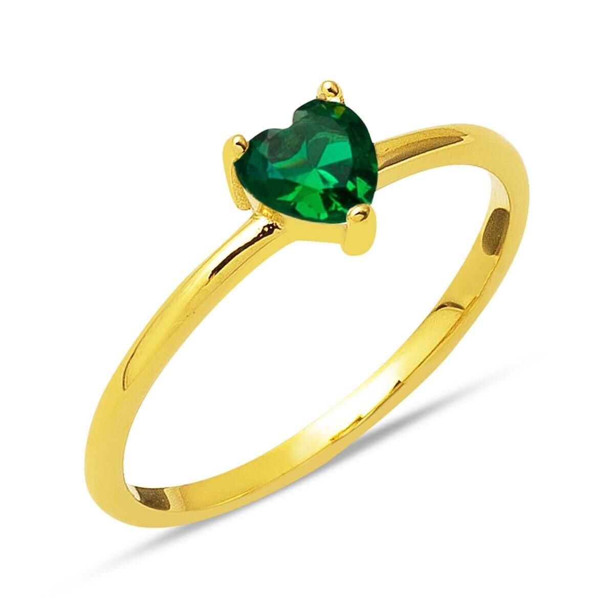 14K Yellow Gold Green Heart Cubic Zirconia Ring (1.48 g)