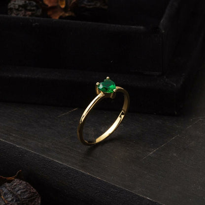 14K Yellow Gold Green Heart Cubic Zirconia Ring (1.48 g)