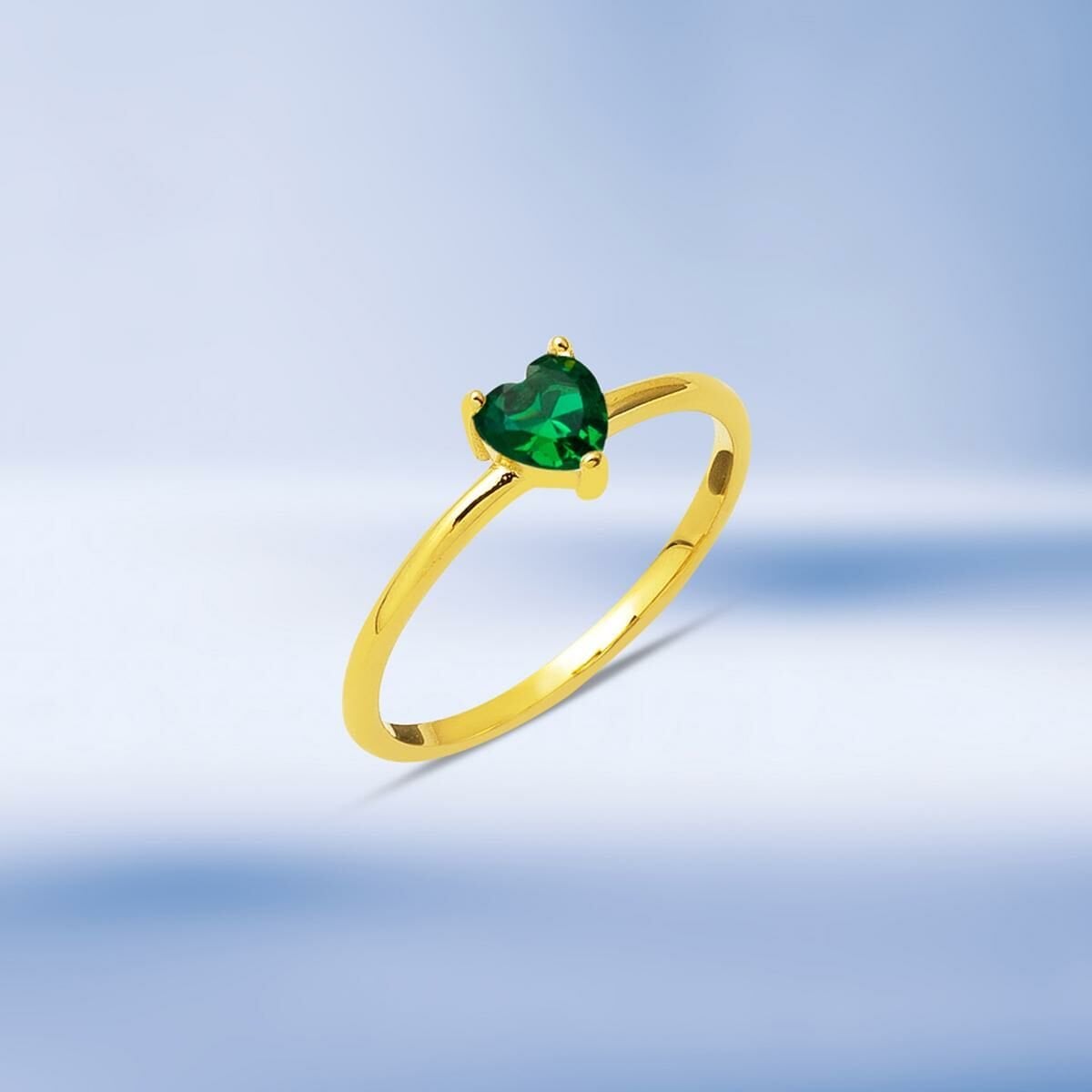 14K Yellow Gold Green Heart Cubic Zirconia Ring (1.48 g)