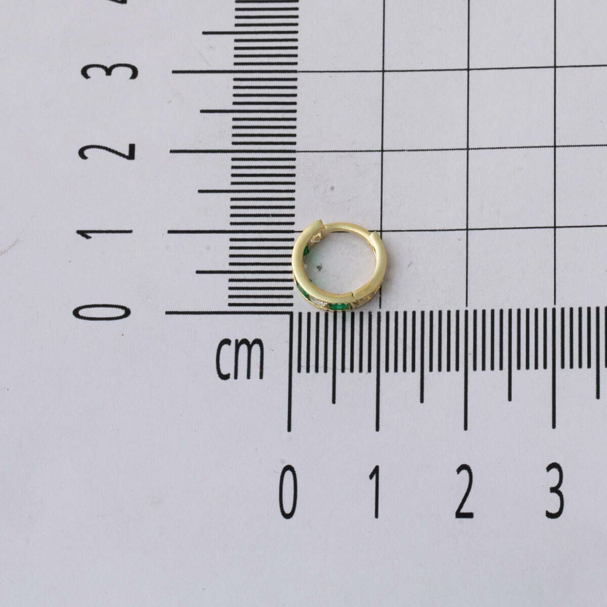 14K Yellow Gold Green Cubic Zirconia Hoop Children's Earrings