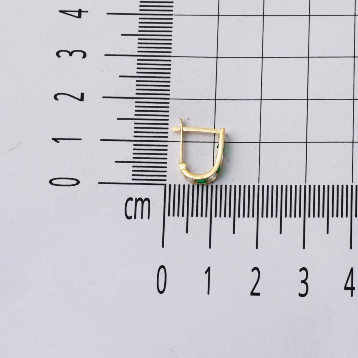 14K Yellow Gold Green Cubic Zirconia J Children's Earrings