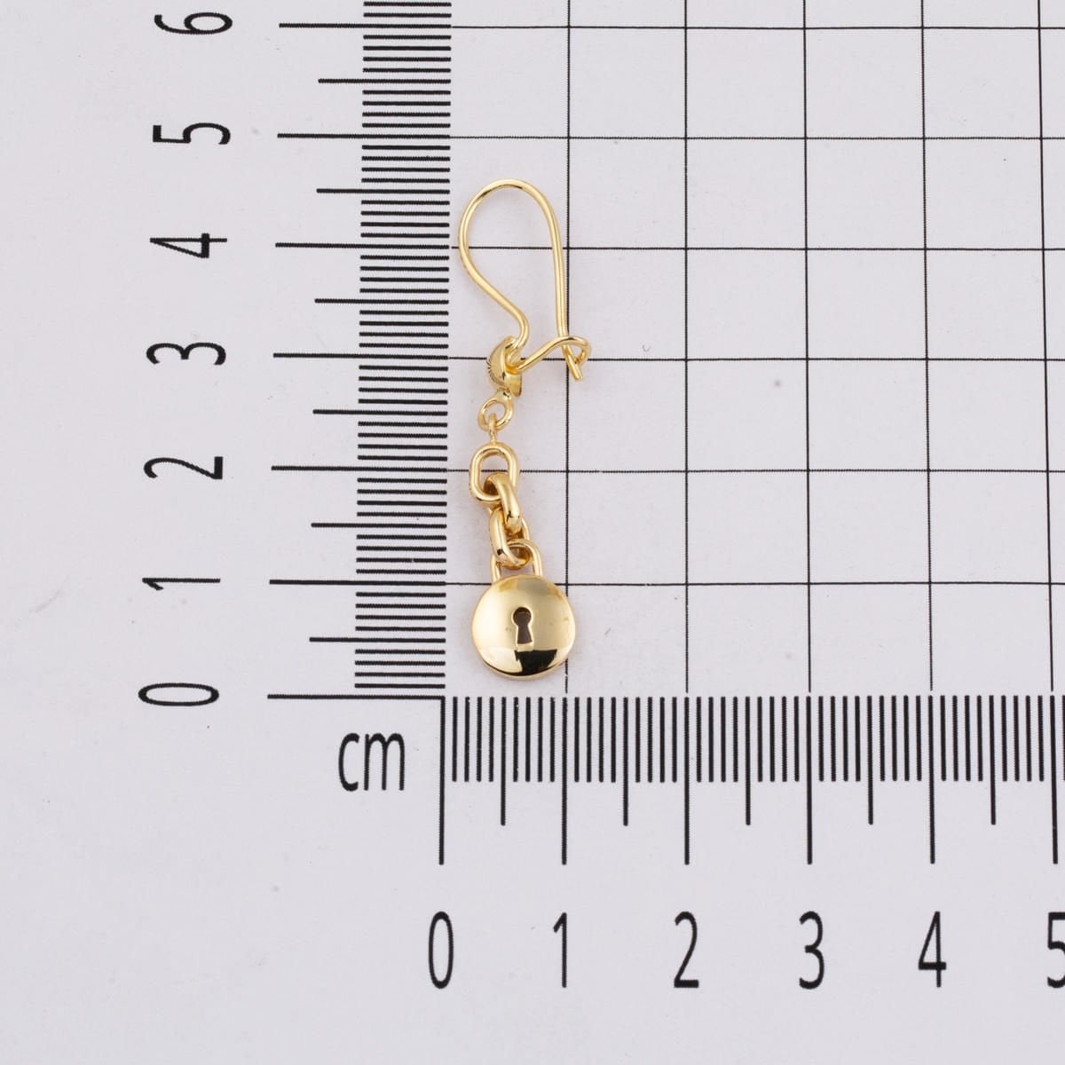 14K Yellow Gold Round Lock Dangle Earrings