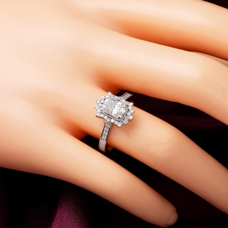14K White Gold 1.40 Ct Baguette Moissanite Ring