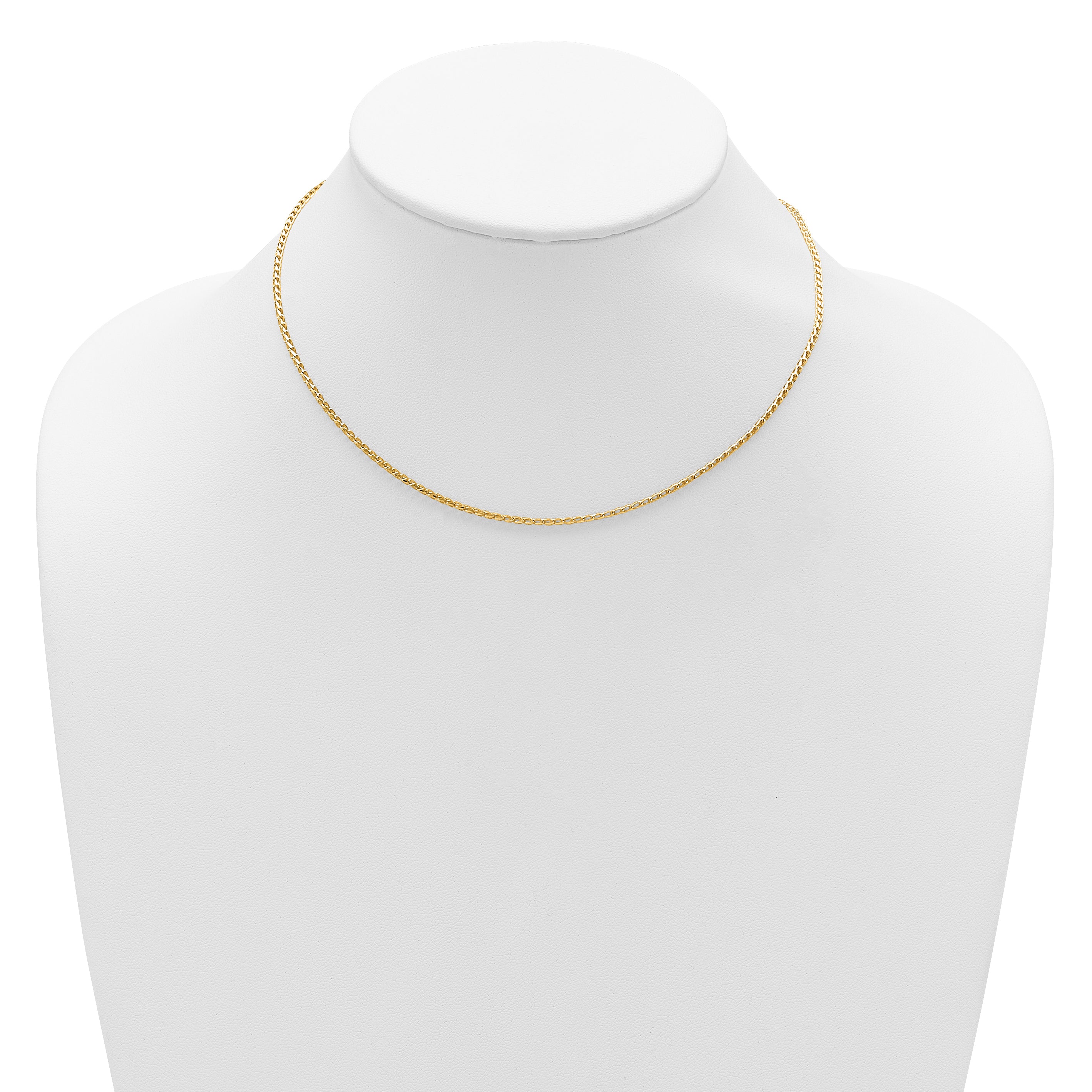 18 Inch 14K Yellow Gold 1.65mm D/C Open Franco 1In+1In Adjustable Chain Necklace