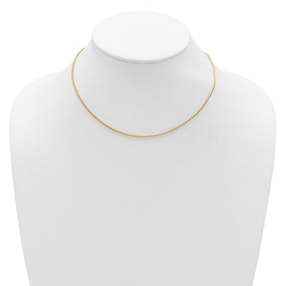 18 Inch 14K Yellow Gold 1.65mm D/C Open Franco 1In+1In Adjustable Chain Necklace