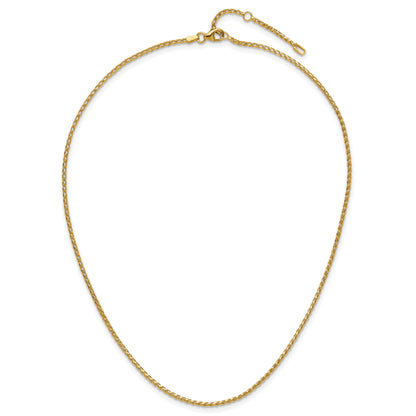 18 Inch 14K Yellow Gold 1.65mm D/C Open Franco 1In+1In Adjustable Chain Necklace
