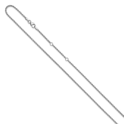 2 Inch 14K White Gold 1.65mm D/C Open Franco 1In+1In Adjustable Chain Necklace