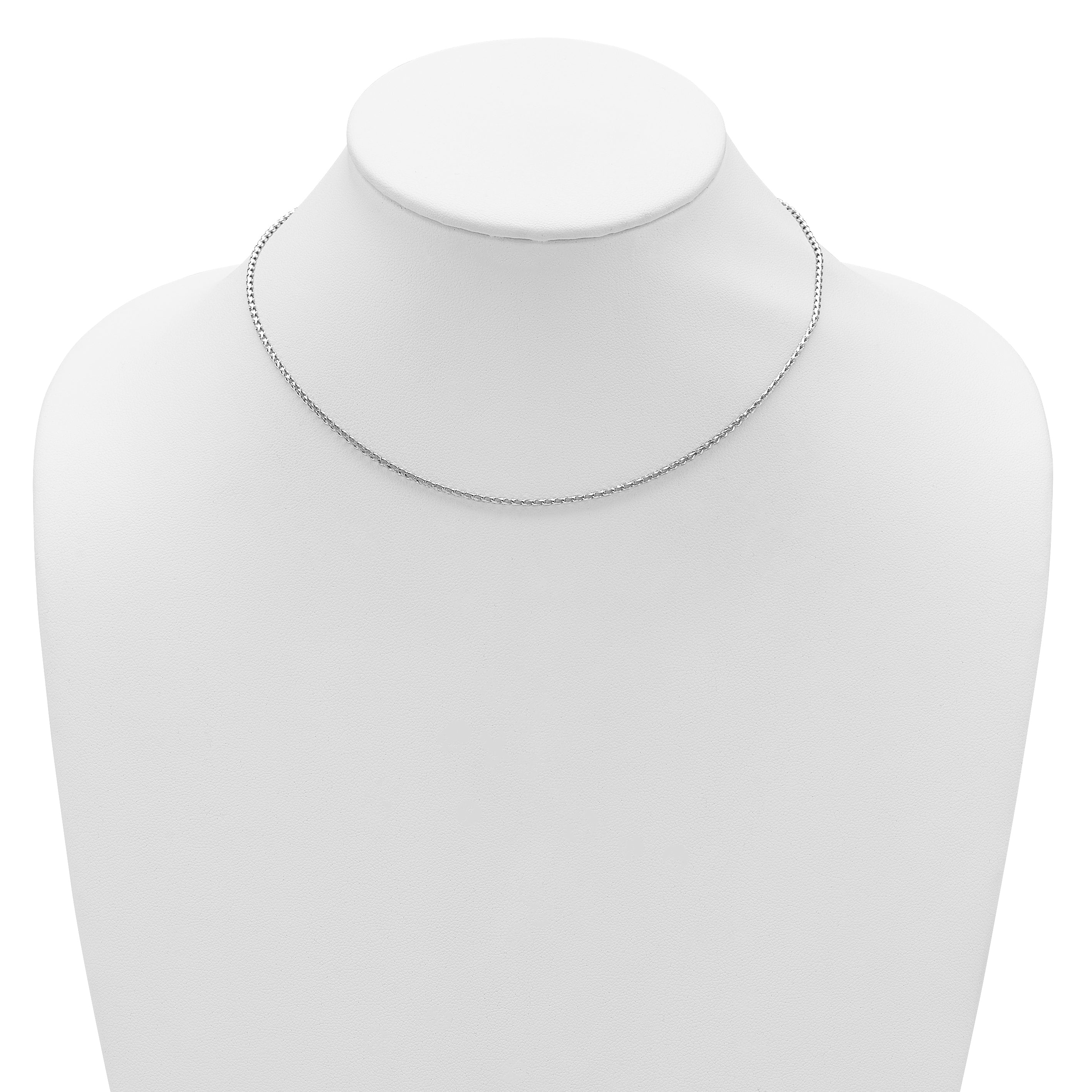 2 Inch 14K White Gold 1.65mm D/C Open Franco 1In+1In Adjustable Chain Necklace