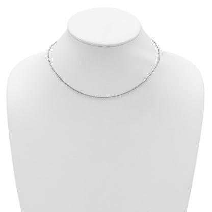 2 Inch 14K White Gold 1.65mm D/C Open Franco 1In+1In Adjustable Chain Necklace