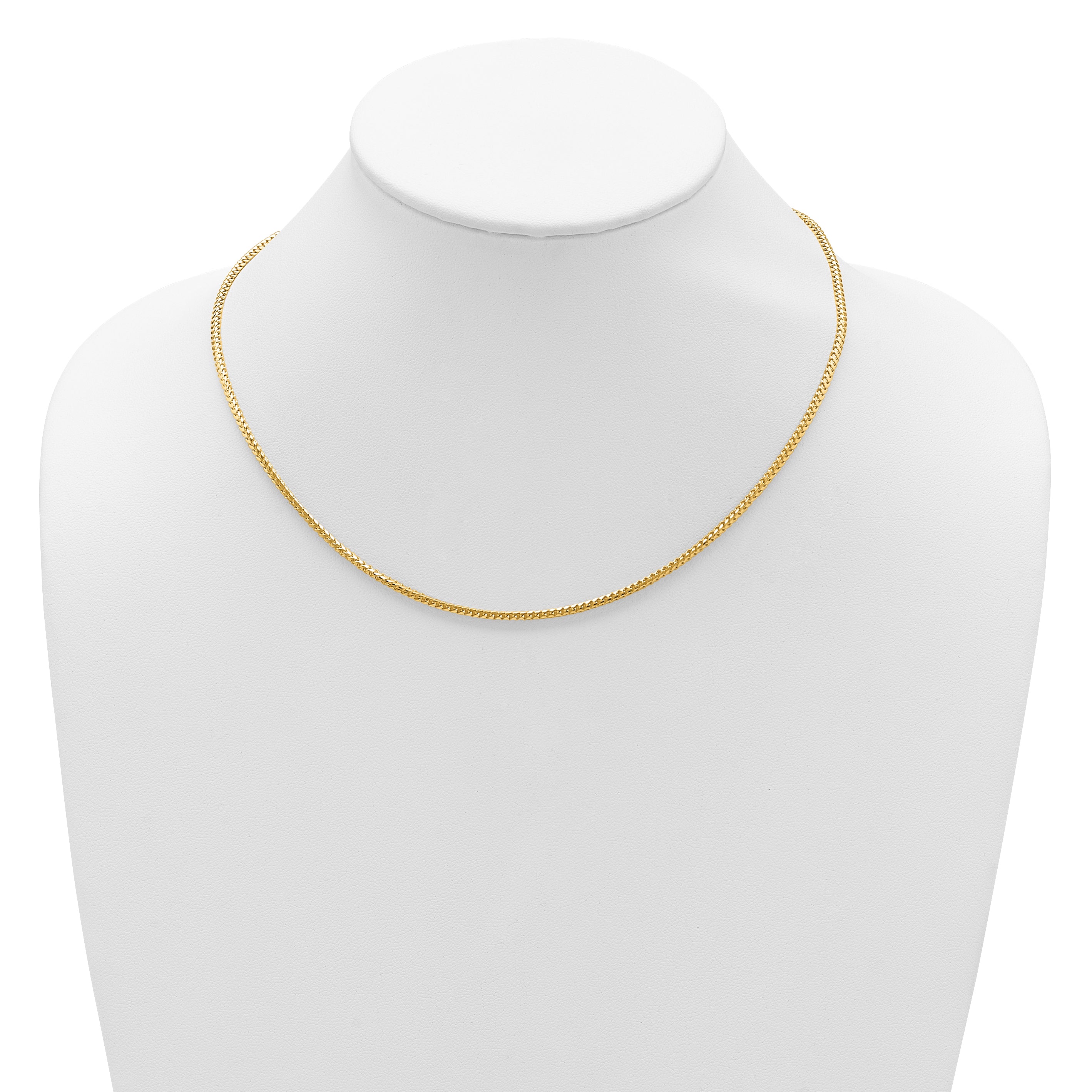 18 Inch 14K Yellow Gold 2.1mm D/C Open Franco 1In+1In Adjustable Chain Necklace