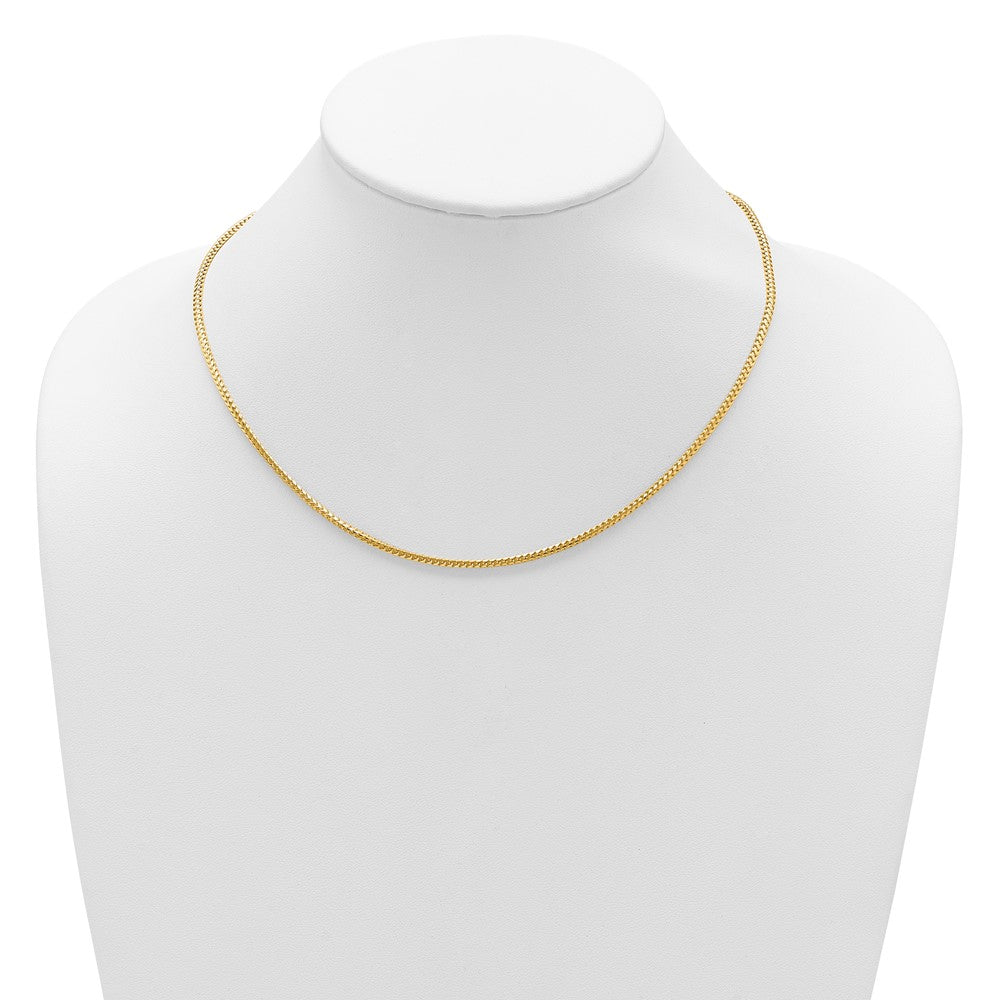 18 Inch 14K Yellow Gold 2.1mm D/C Open Franco 1In+1In Adjustable Chain Necklace