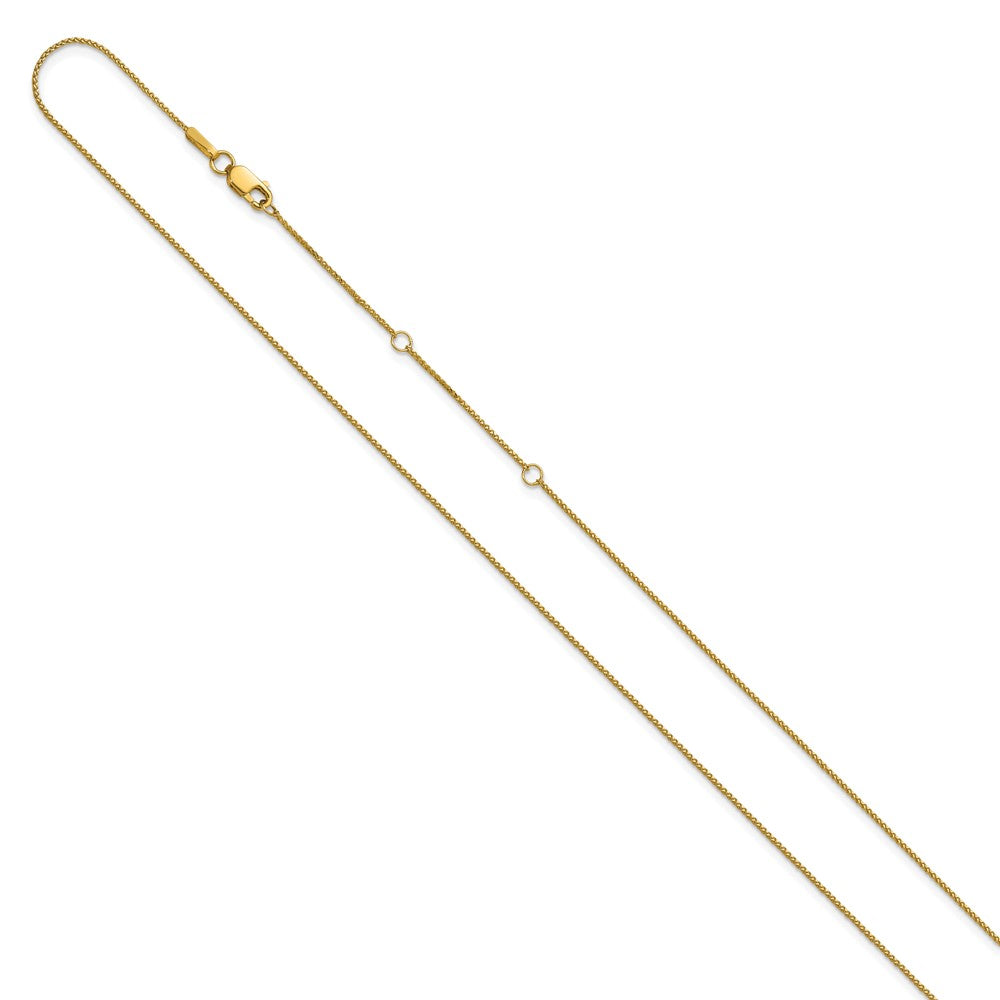 2 Inch 14K Yellow Gold .65mm D/C Spiga 1In+1In Adjustable Chain Necklace