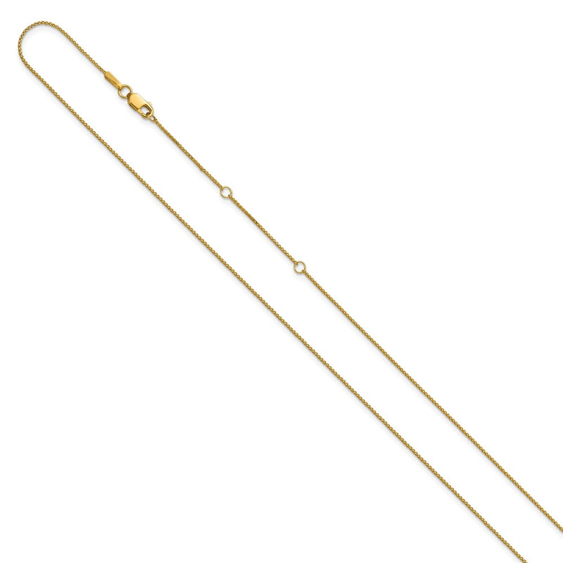2 Inch 14K Yellow Gold .65mm D/C Spiga 1In+1In Adjustable Chain Necklace