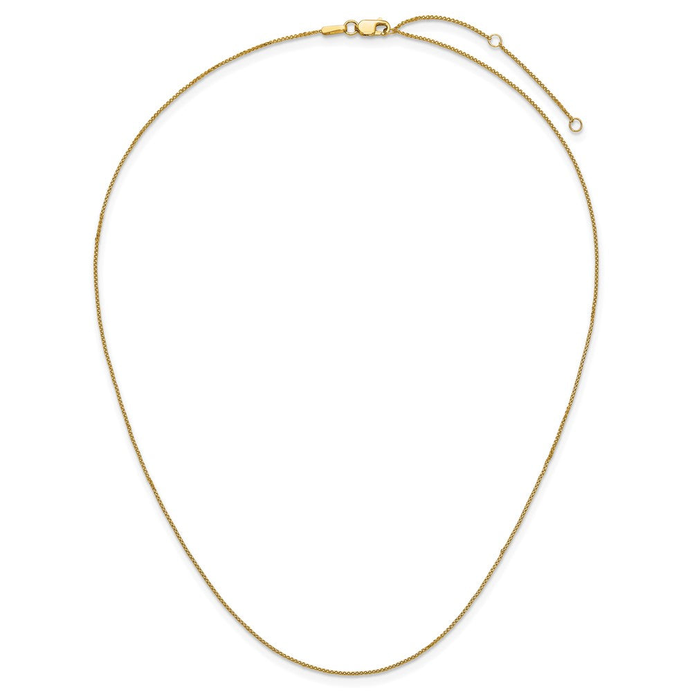 2 Inch 14K Yellow Gold .65mm D/C Spiga 1In+1In Adjustable Chain Necklace