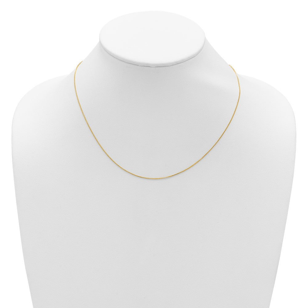 18 Inch 14K Yellow Gold .65mm D/C Spiga 1In+1In Adjustable Chain Necklace