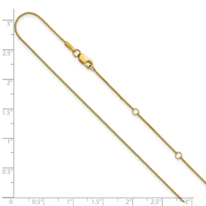 2 Inch 14K Yellow Gold .65mm D/C Spiga 1In+1In Adjustable Chain Necklace