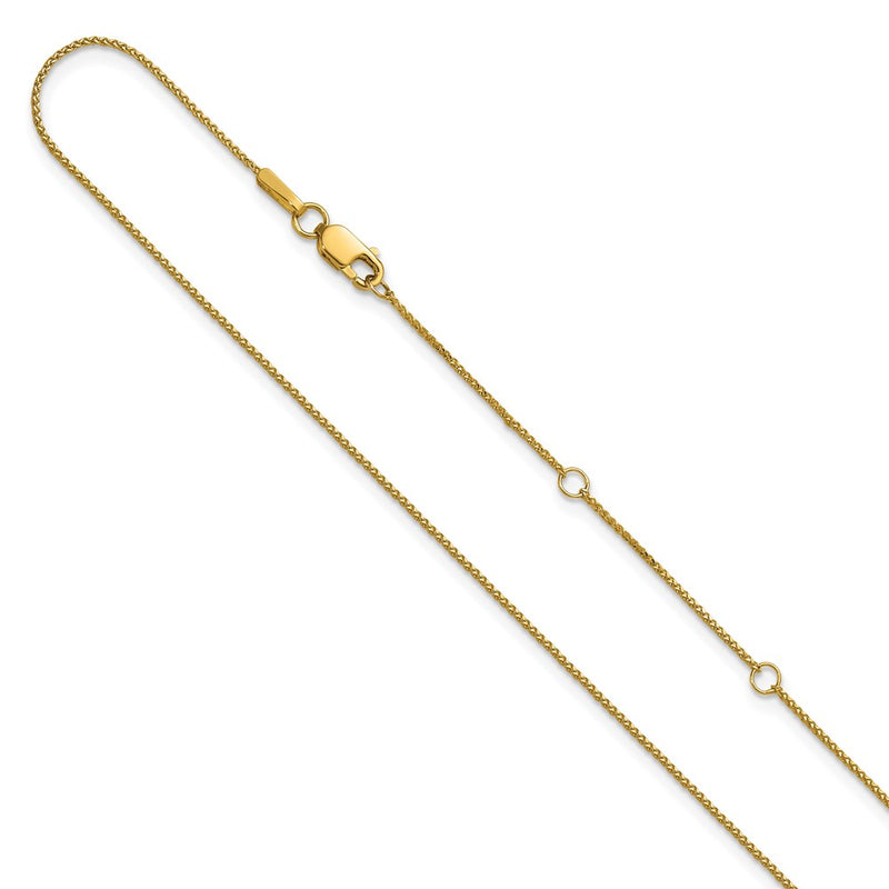 2 Inch 14K Yellow Gold .65mm D/C Spiga 1In+1In Adjustable Chain Necklace