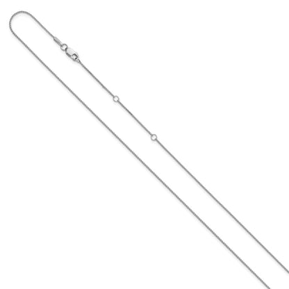2 Inch 14K White Gold .65mm D/C Spiga 1In+1In Adjustable Chain Necklace